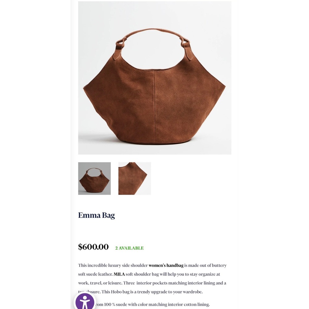 M.I.L.A Emma Bag Tan Brown Suede Leather Hobo Shoulder Bag Womens‎ MILA Handbag